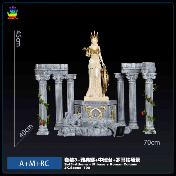 Athena Roman Column Scene Base JacksDo Studio Statua in Resina