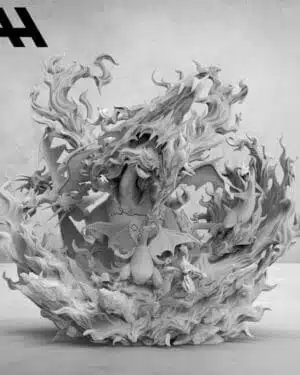 AH Studio Pokemon Dynamax Charizard Family Statua in Resina