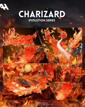 AH Studio Pokemon Dynamax Charizard Family Statua in Resina